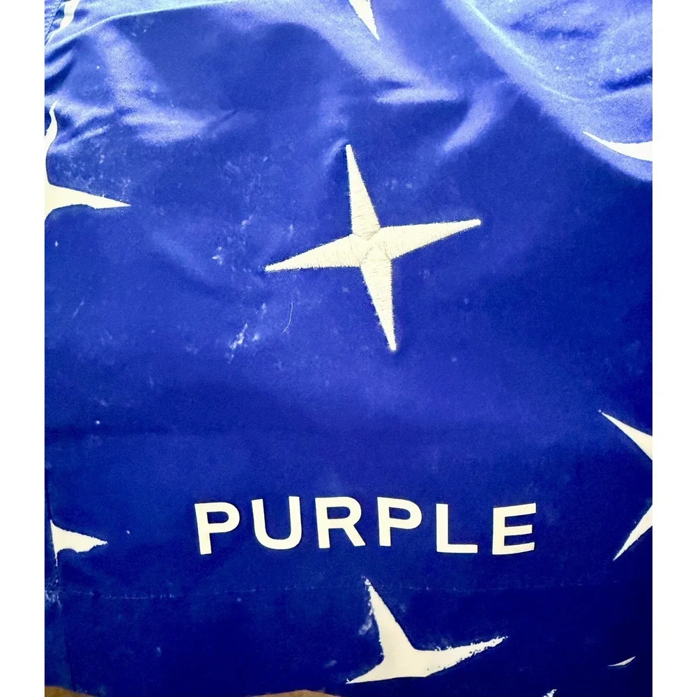Purple Brand Men's Swim Shorts Large Blue White Logo Trunks P504-PBWS225-MULTI